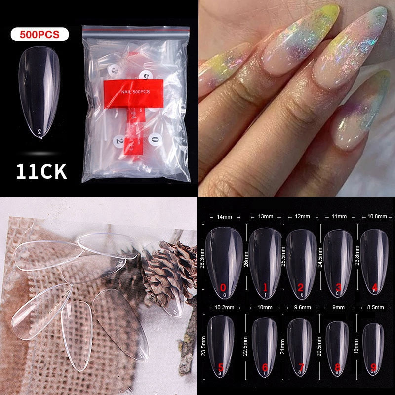 100/500PCS PRO White Clear V Straight Round End Full/Half Acrylic Ballet Coffin French False Nail Tips Fake Toenail Tip Manicure