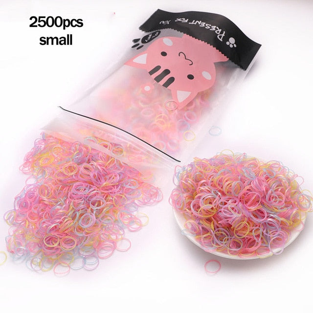 1000pcs/Pack Girls Colorful Small Disposable Rubber Bands Gum For Ponytail Hold Scrunchie Hair Bands Fashion Hair Accessories