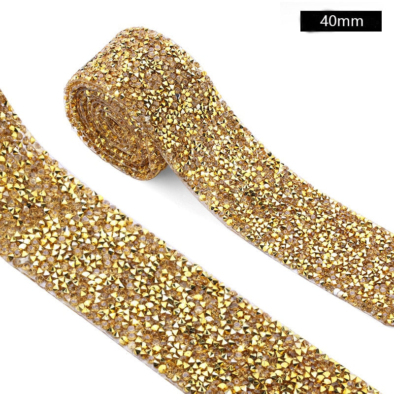 1 Yard Sewing Trim Crystal Motif Strass Hot Fix Rhinestone Tape Applicator Ribbon With Rhinestones Iron On Appliques For Dresses