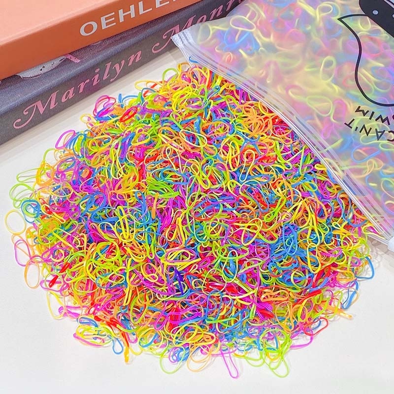 1000pcs/Pack Girls Colorful Small Disposable Rubber Bands Gum For Ponytail Hold Scrunchie Hair Bands Fashion Hair Accessories