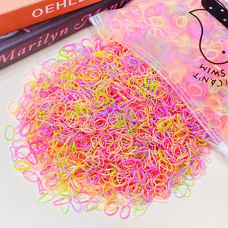 1000pcs/Pack Girls Colorful Small Disposable Rubber Bands Gum For Ponytail Hold Scrunchie Hair Bands Fashion Hair Accessories