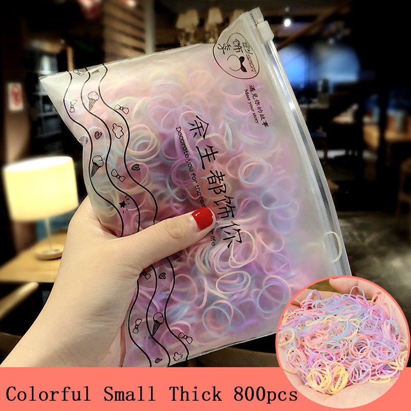 1000pcs/Pack Girls Colorful Small Disposable Rubber Bands Gum For Ponytail Hold Scrunchie Hair Bands Fashion Hair Accessories