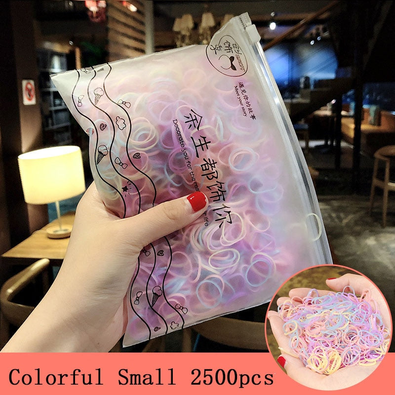 1000pcs/Pack Girls Colorful Small Disposable Rubber Bands Gum For Ponytail Hold Scrunchie Hair Bands Fashion Hair Accessories