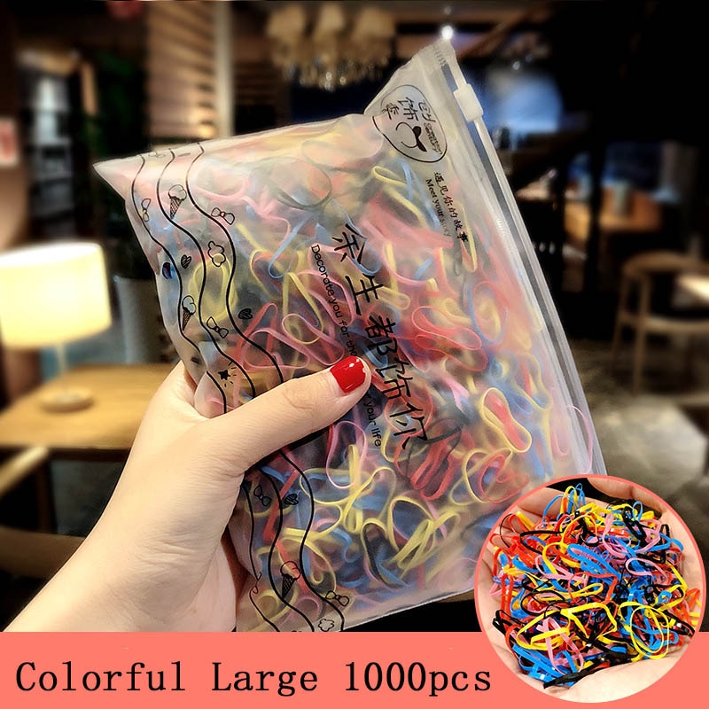 1000pcs/Pack Girls Colorful Small Disposable Rubber Bands Gum For Ponytail Hold Scrunchie Hair Bands Fashion Hair Accessories