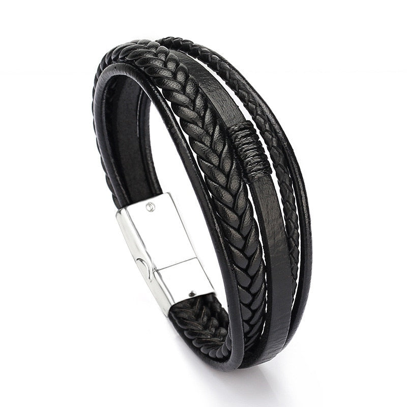 ZOSHI Trendy Genuine Leather Bracelets Mens Multilayer Braided Rope Bracelets Male Female Bracelets Retro Jewelry