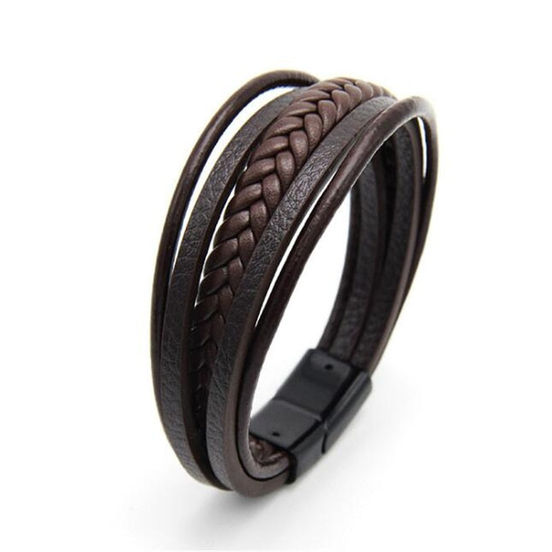 ZOSHI Trendy Genuine Leather Bracelets Mens Multilayer Braided Rope Bracelets Male Female Bracelets Retro Jewelry