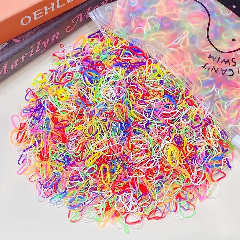 1000pcs/Pack Girls Colorful Small Disposable Rubber Bands Gum For Ponytail Hold Scrunchie Hair Bands Fashion Hair Accessories