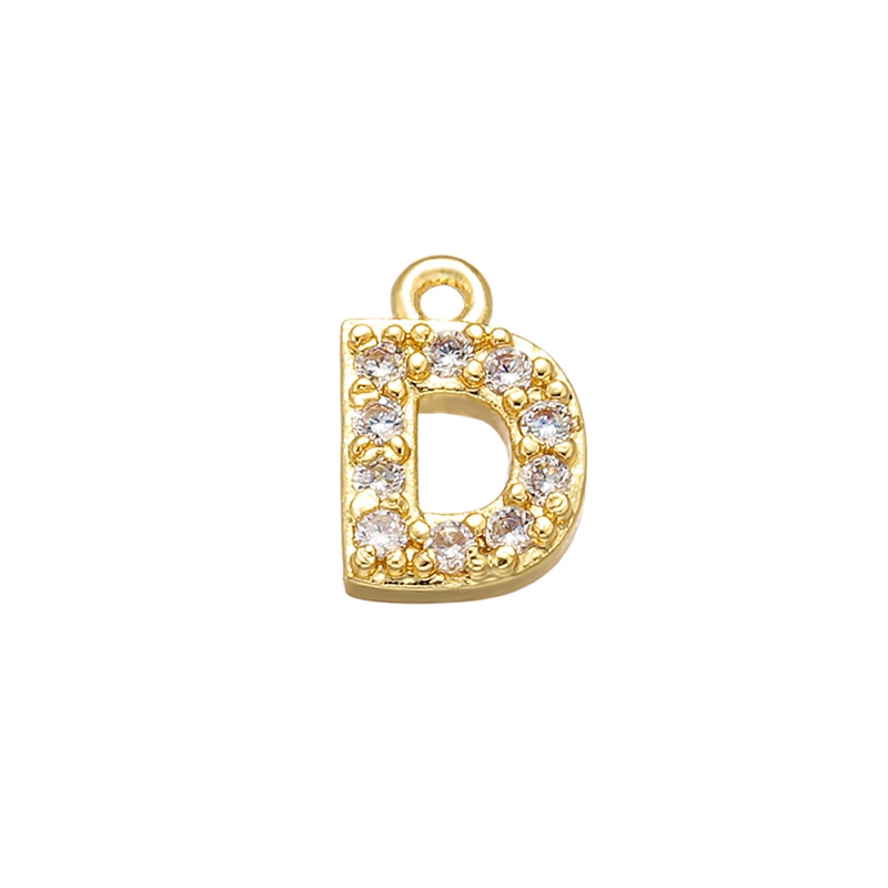 ZHUKOU 8x8.5mm Brass Cubic Zirconia Crystal 26 Letter Charms Pendants for Women Necklace earring jewelry accessories model:VD545