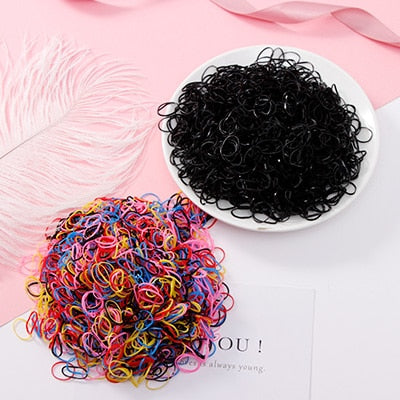 1000pcs/Pack Girls Colorful Small Disposable Rubber Bands Gum For Ponytail Hold Scrunchie Hair Bands Fashion Hair Accessories