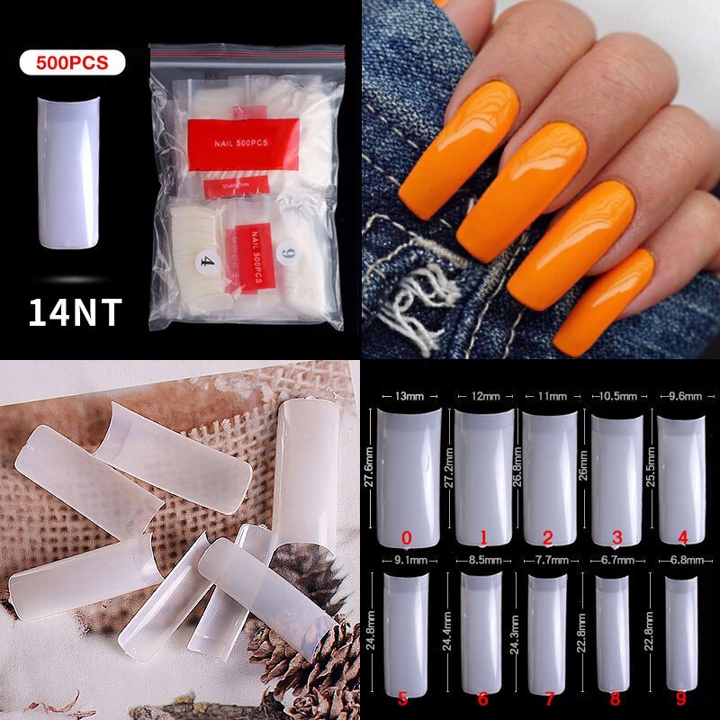 100/500PCS PRO White Clear V Straight Round End Full/Half Acrylic Ballet Coffin French False Nail Tips Fake Toenail Tip Manicure