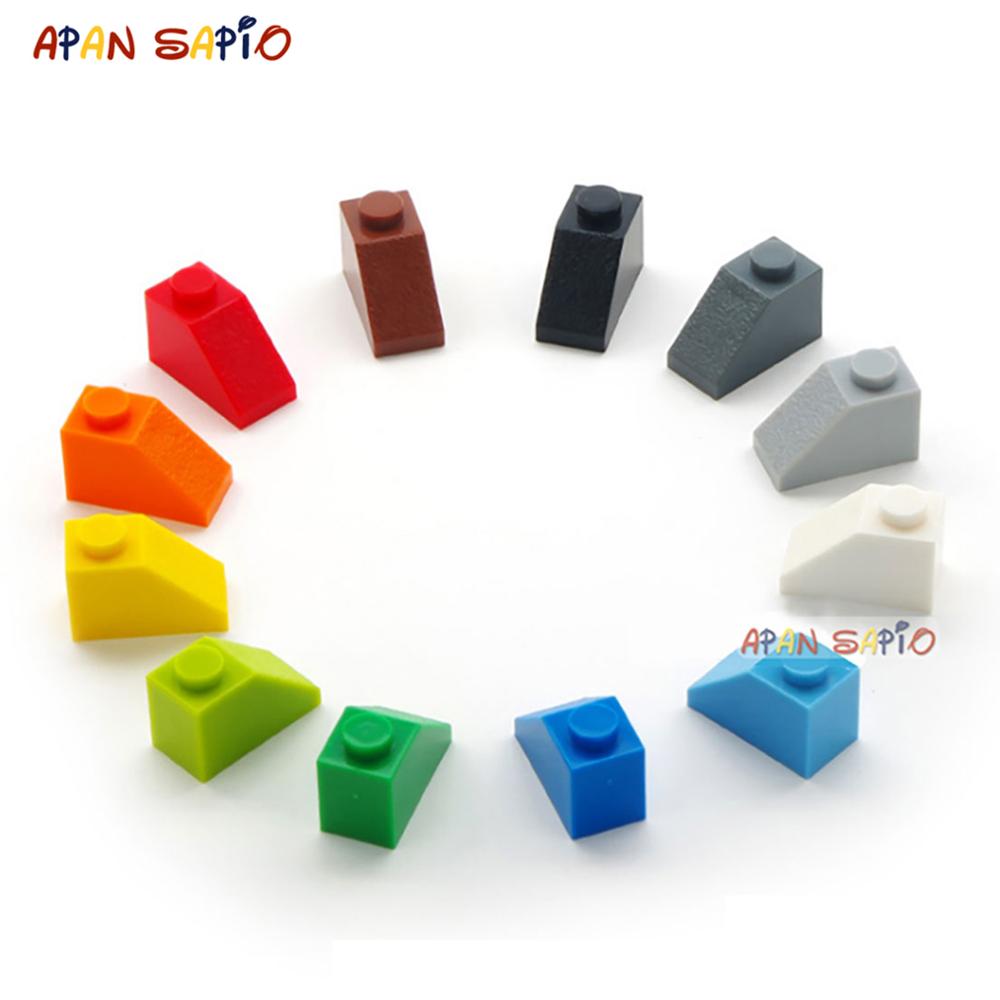 100pcs DIY Building Blocks Thick Figures Bricks Slope 1x2 Dots Educational Creative Size Compatible With 3040 Toys for Children