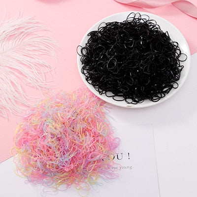 1000pcs/Pack Girls Colorful Small Disposable Rubber Bands Gum For Ponytail Hold Scrunchie Hair Bands Fashion Hair Accessories