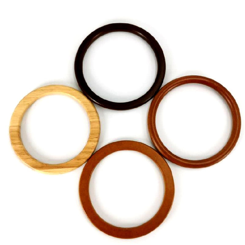 1 pair Round shaped Wooden Handle Replacement DIY Purse Handbag Bag Handles Ring Portable Bag Strap Tote Bag Accessories