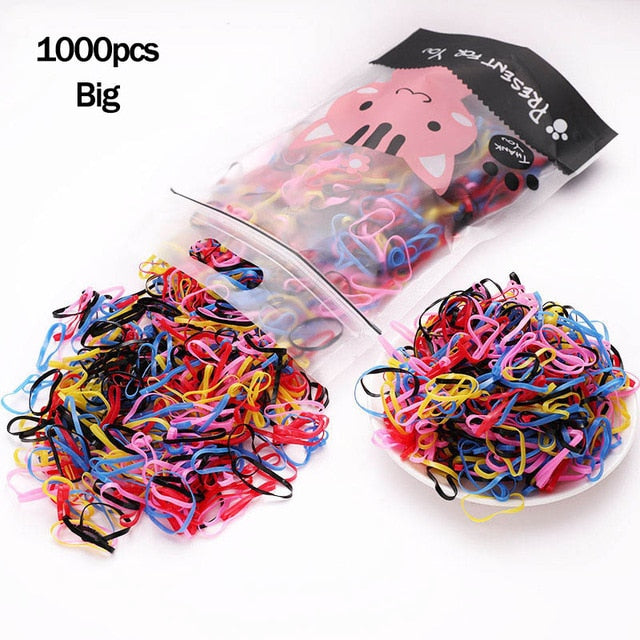 1000pcs/Pack Girls Colorful Small Disposable Rubber Bands Gum For Ponytail Hold Scrunchie Hair Bands Fashion Hair Accessories