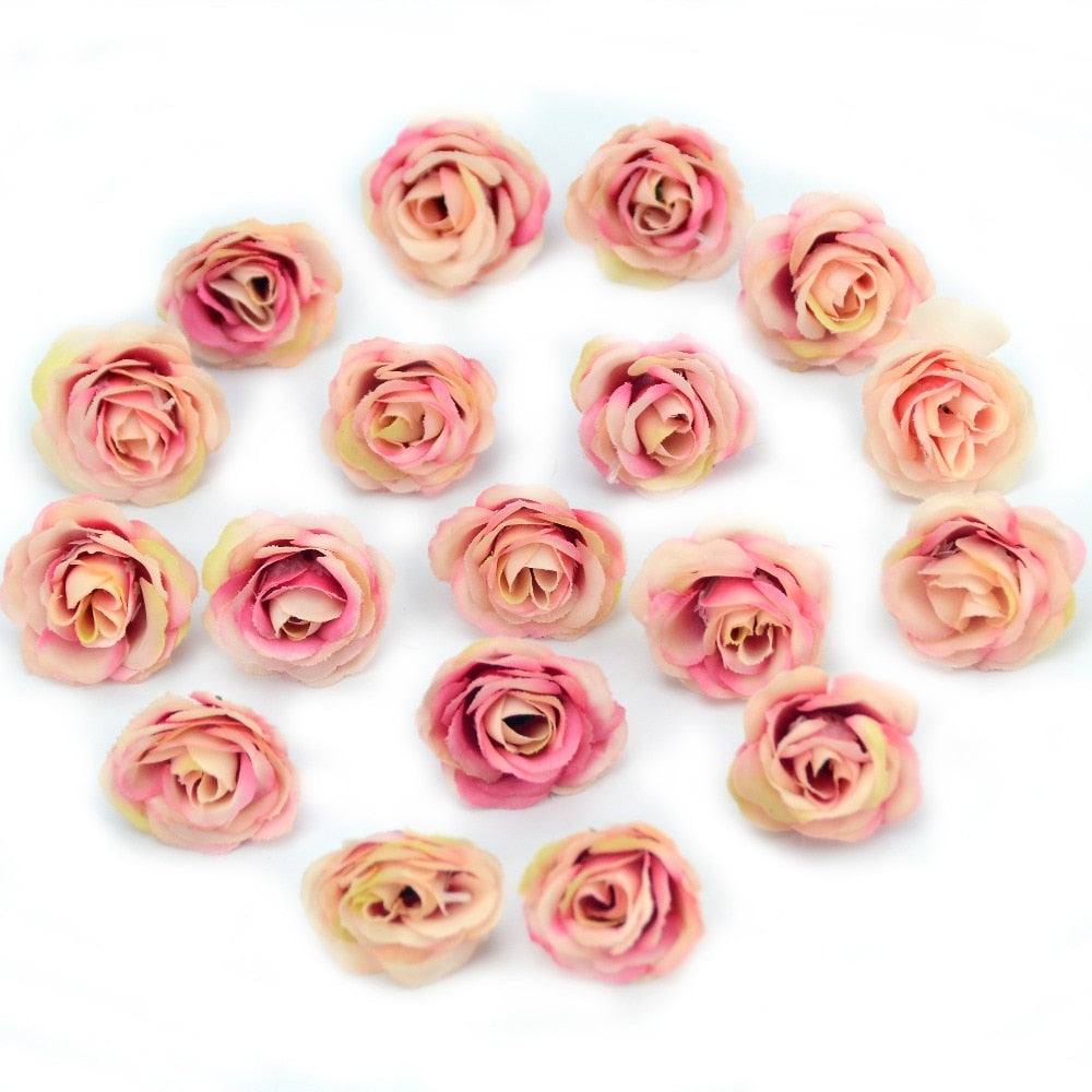 10/50/100pcs 2.5cm Mini Silk Artificial Rose Flower Heads For Wedding Party Home Decoration DIY Accessories Fake Flowers Craft