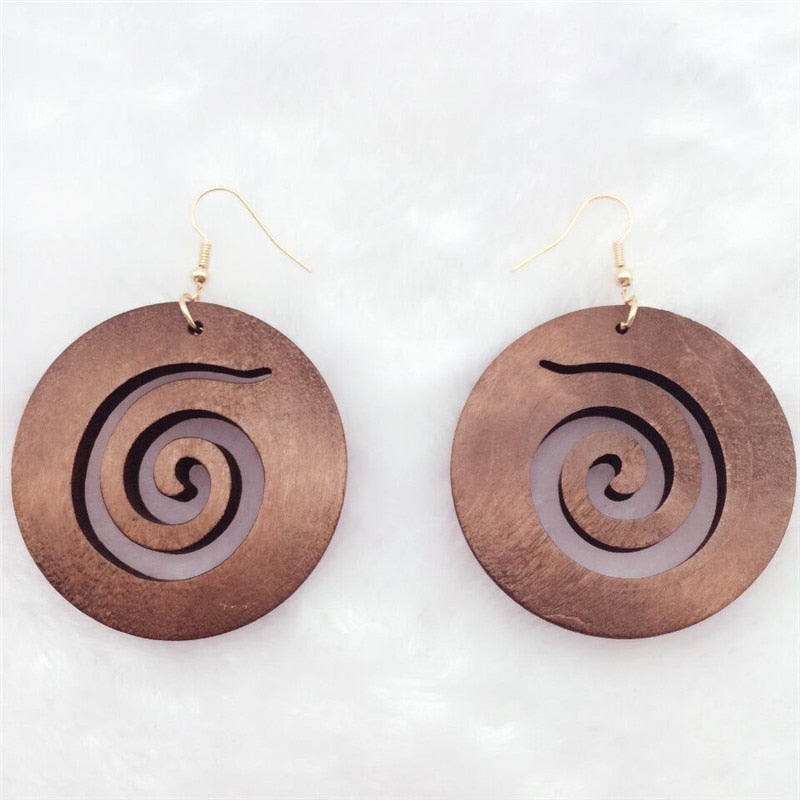 1 Pair Earring for Woman African 3 Colors Red Green Brown Color Earrings New Design Quality Wood Earrings Latest New Arrival