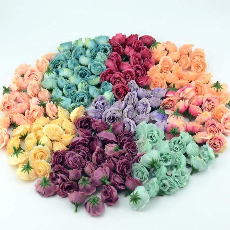 10/50/100pcs 2.5cm Mini Silk Artificial Rose Flower Heads For Wedding Party Home Decoration DIY Accessories Fake Flowers Craft