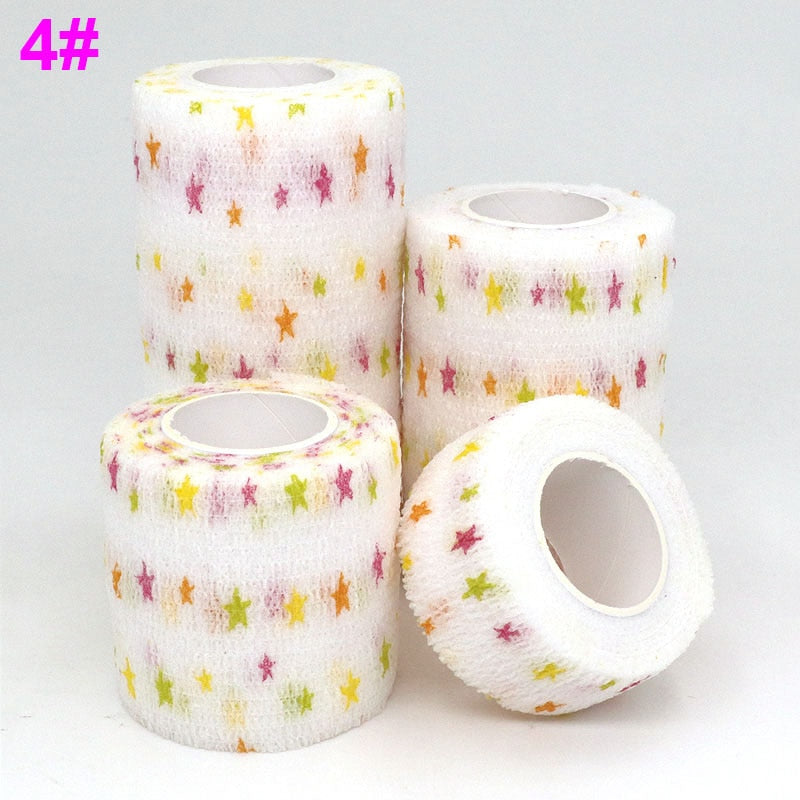 1 Pcs Printed Medical Self Adhesive Elastic Bandage 4.8m Colorful Sports Wrap Tape for Finger Joint Knee First Aid Kit Pet Tape