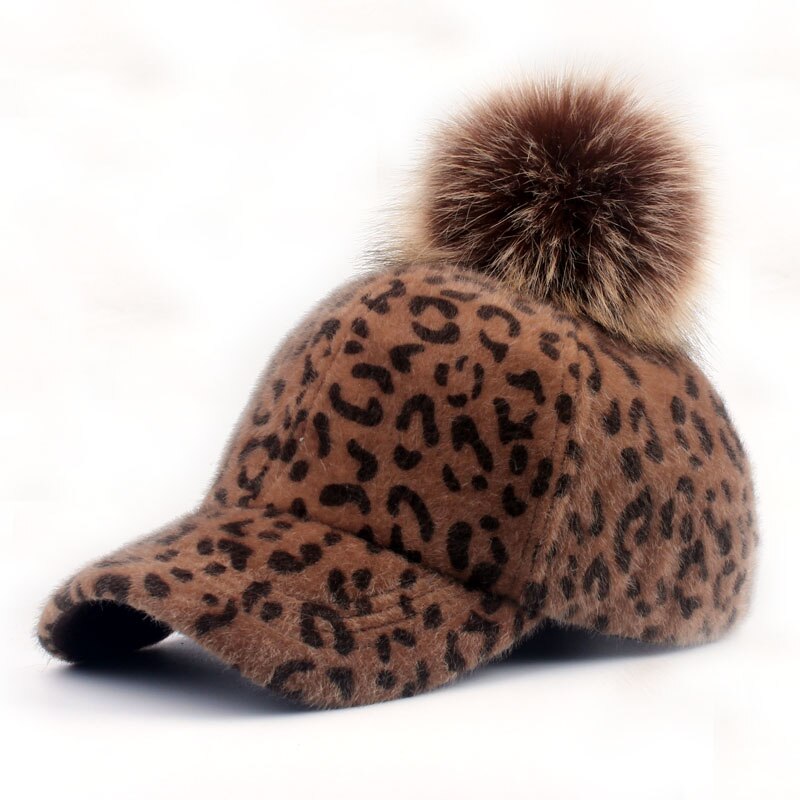 [YARBUU] brand new baseball caps 2018 winter cap for women Faux Fur pompom ball Leopard cap children Casual Snapback hat cap