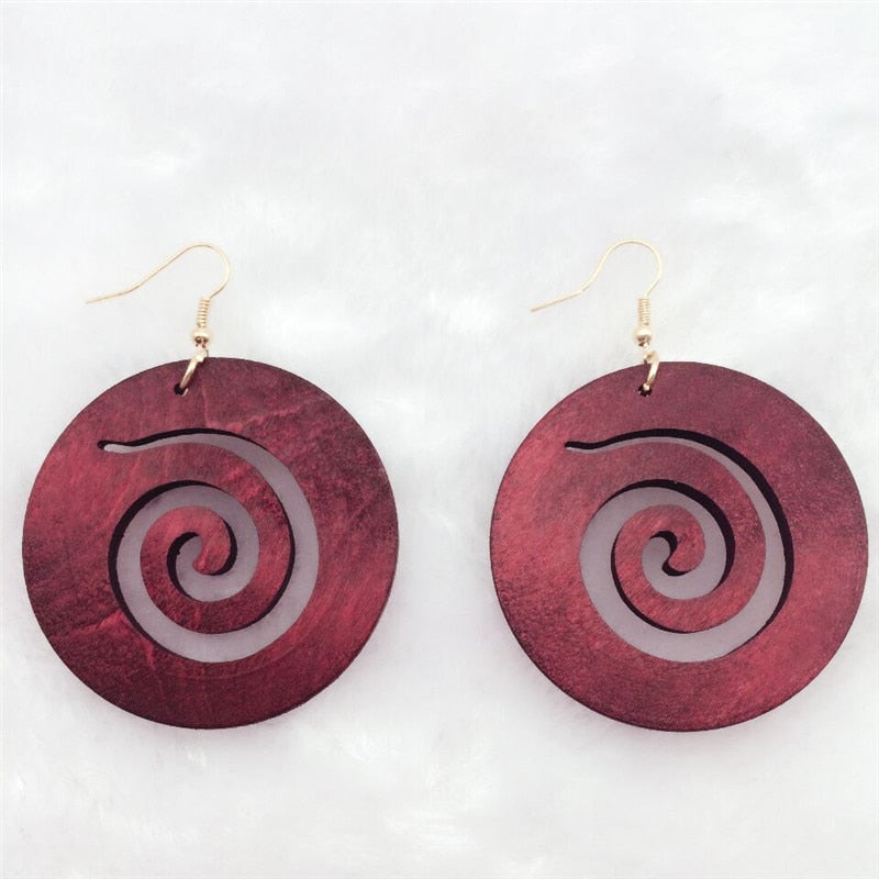 1 Pair Earring for Woman African 3 Colors Red Green Brown Color Earrings New Design Quality Wood Earrings Latest New Arrival