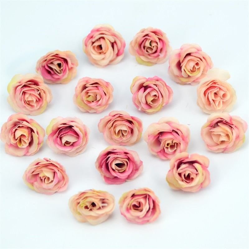 10/50/100pcs 2.5cm Mini Silk Artificial Rose Flower Heads For Wedding Party Home Decoration DIY Accessories Fake Flowers Craft