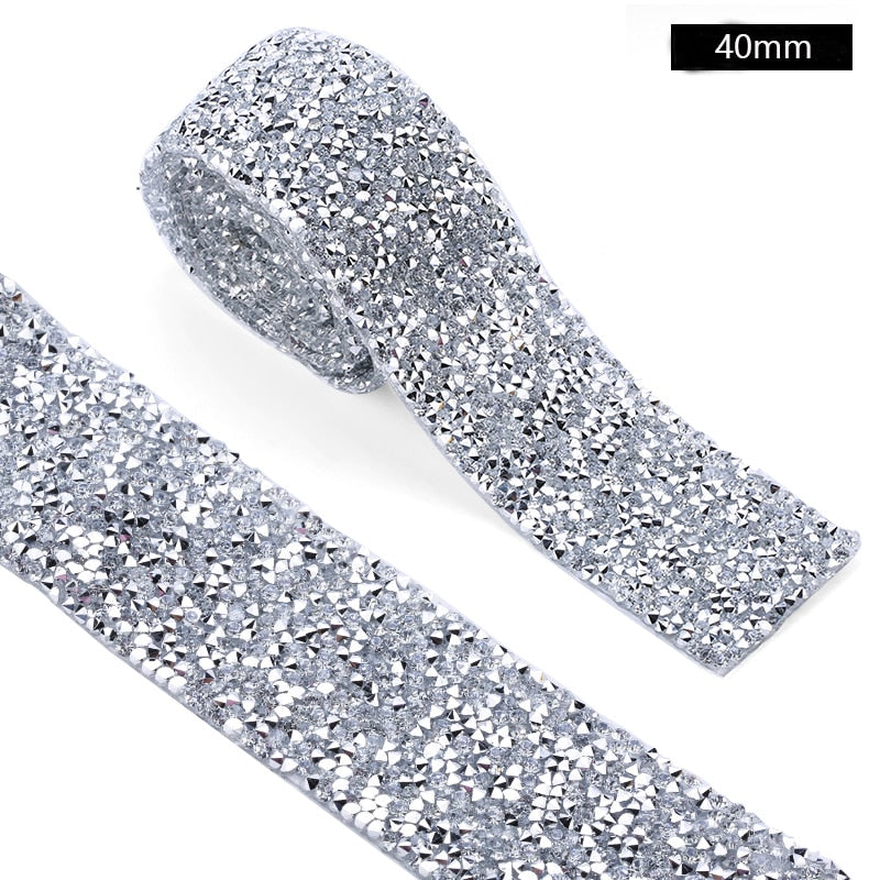 1 Yard Sewing Trim Crystal Motif Strass Hot Fix Rhinestone Tape Applicator Ribbon With Rhinestones Iron On Appliques For Dresses