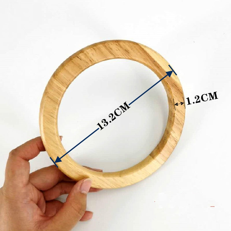 1 pair Round shaped Wooden Handle Replacement DIY Purse Handbag Bag Handles Ring Portable Bag Strap Tote Bag Accessories