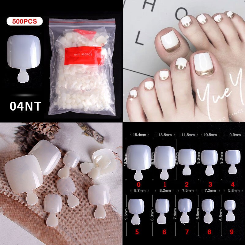 100/500PCS PRO White Clear V Straight Round End Full/Half Acrylic Ballet Coffin French False Nail Tips Fake Toenail Tip Manicure