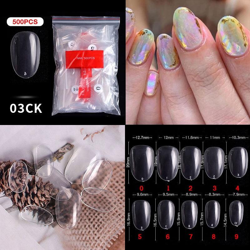 100/500PCS PRO White Clear V Straight Round End Full/Half Acrylic Ballet Coffin French False Nail Tips Fake Toenail Tip Manicure