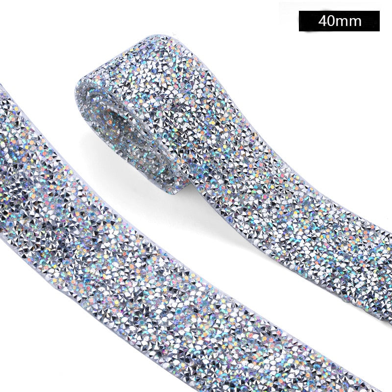 1 Yard Sewing Trim Crystal Motif Strass Hot Fix Rhinestone Tape Applicator Ribbon With Rhinestones Iron On Appliques For Dresses