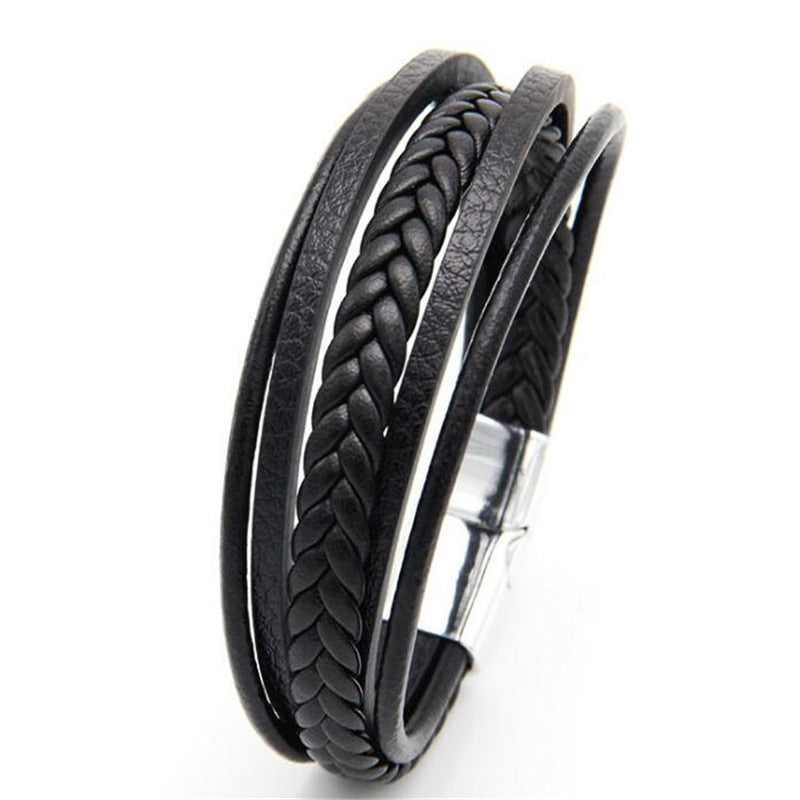 ZOSHI Trendy Genuine Leather Bracelets Mens Multilayer Braided Rope Bracelets Male Female Bracelets Retro Jewelry