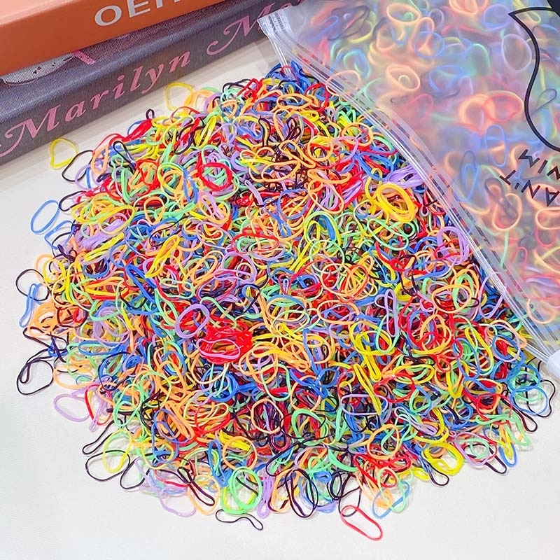 1000pcs/Pack Girls Colorful Small Disposable Rubber Bands Gum For Ponytail Hold Scrunchie Hair Bands Fashion Hair Accessories