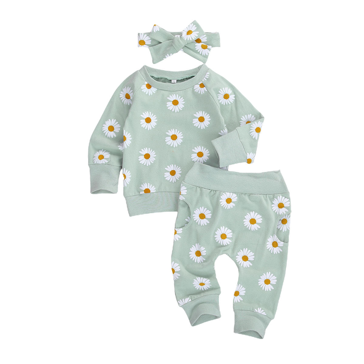 0-24M Toddler Newborn Infant Baby Girl Autumn Clothing Set  Daisy Printed Cotton Top Long pants 2Pcs Outfits 3Colors