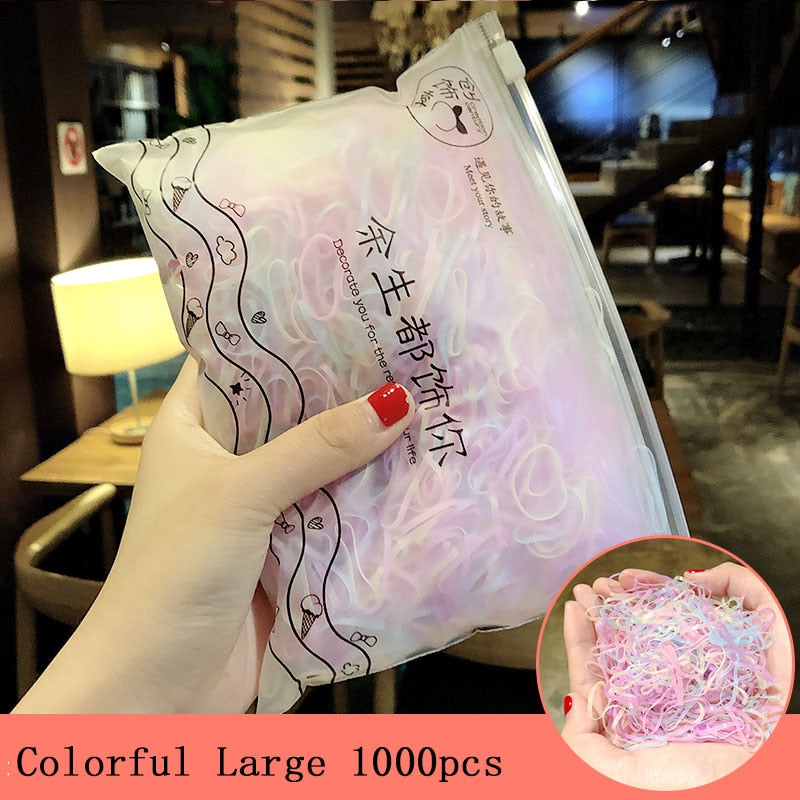 1000pcs/Pack Girls Colorful Small Disposable Rubber Bands Gum For Ponytail Hold Scrunchie Hair Bands Fashion Hair Accessories