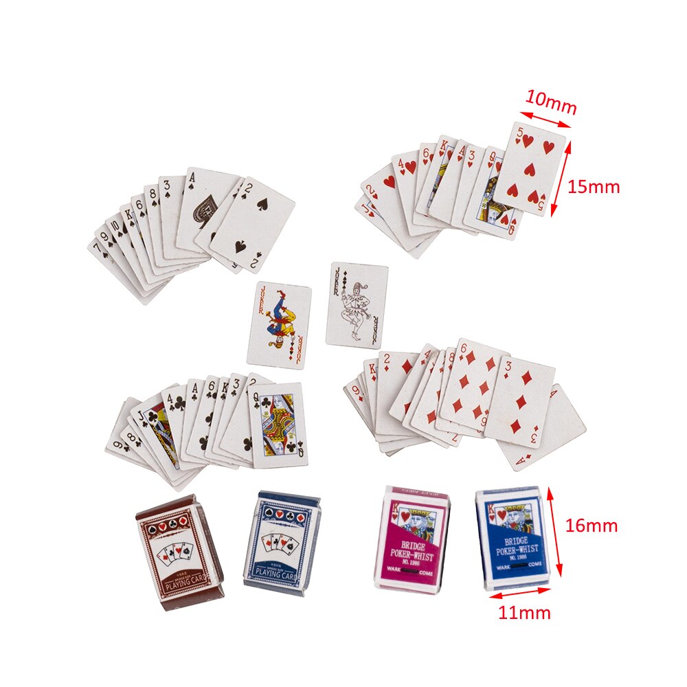 1/12 Dollhouse Miniature Accessories Mini Playing Cards   Simulation  Board Game Model Toys for Doll House Decoration