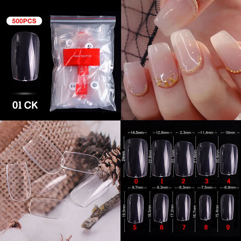 100/500PCS PRO White Clear V Straight Round End Full/Half Acrylic Ballet Coffin French False Nail Tips Fake Toenail Tip Manicure