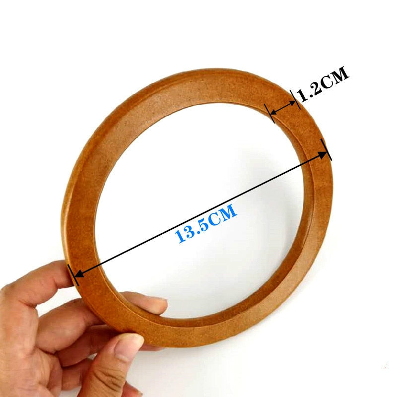 1 pair Round shaped Wooden Handle Replacement DIY Purse Handbag Bag Handles Ring Portable Bag Strap Tote Bag Accessories