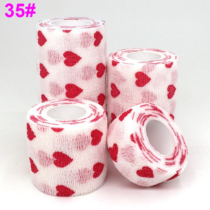 1 Pcs Printed Medical Self Adhesive Elastic Bandage 4.8m Colorful Sports Wrap Tape for Finger Joint Knee First Aid Kit Pet Tape