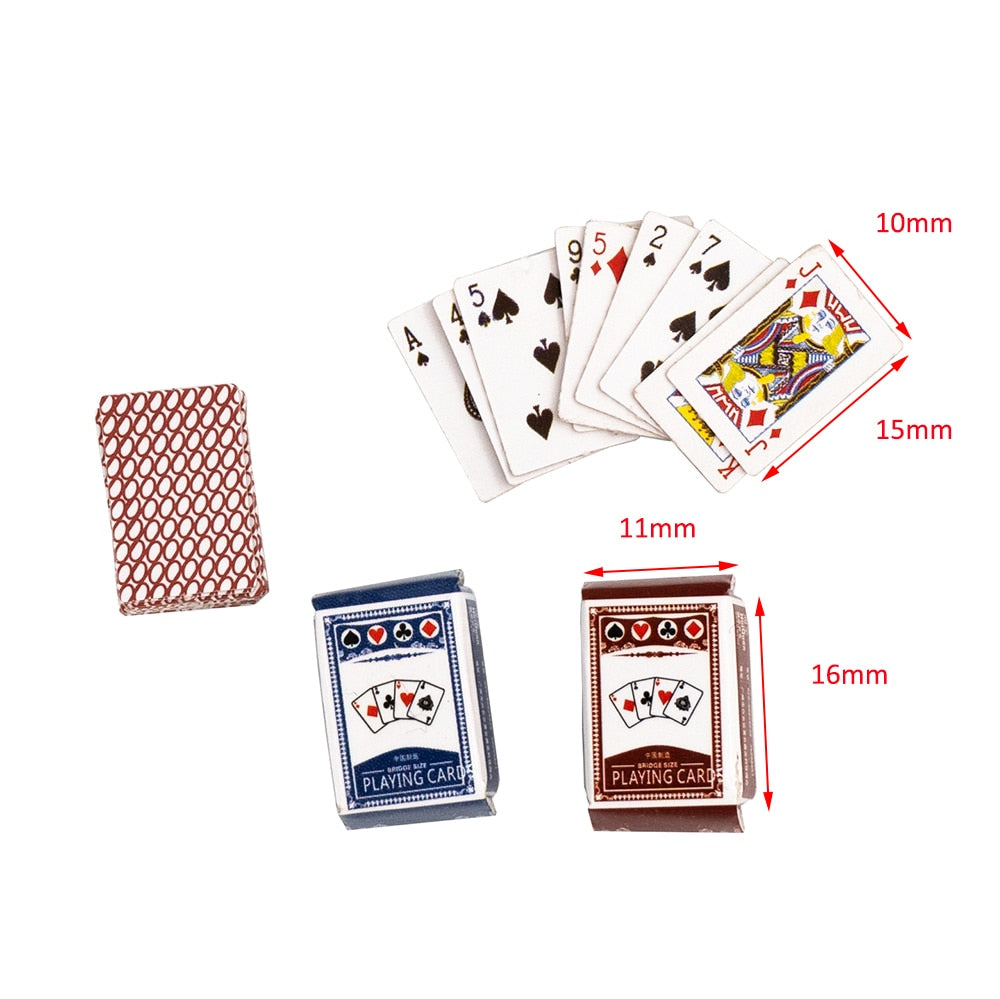 1/12 Dollhouse Miniature Accessories Mini Playing Cards   Simulation  Board Game Model Toys for Doll House Decoration