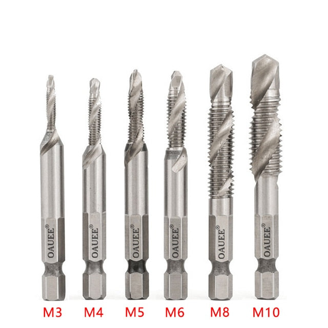 1/2/3/6Pcs Tap Drill Bit Hex Shank Titanium Plated HSS Screw Thread Bit Screw Machine Compound Tap M3 M4 M5 M6 M8 M10 Hand Tools