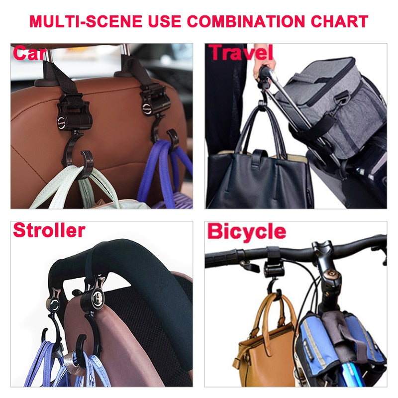 1-2pcs Baby Hanger Baby Bag Stroller Hooks Pram Rotate 360 Degree Baby Car Accessories Stroller Organizer Stroller Accessories