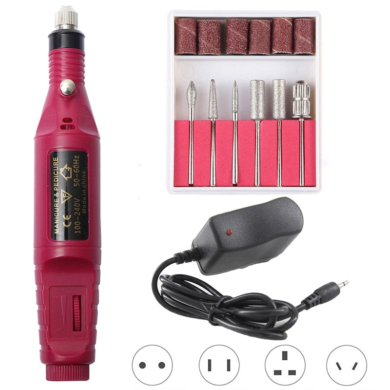 1 Set Professional Electric Nail Drill Machine Manicure Machine Pedicure Drill Set Ceramic Nail File Nail Drill Equipment Tools