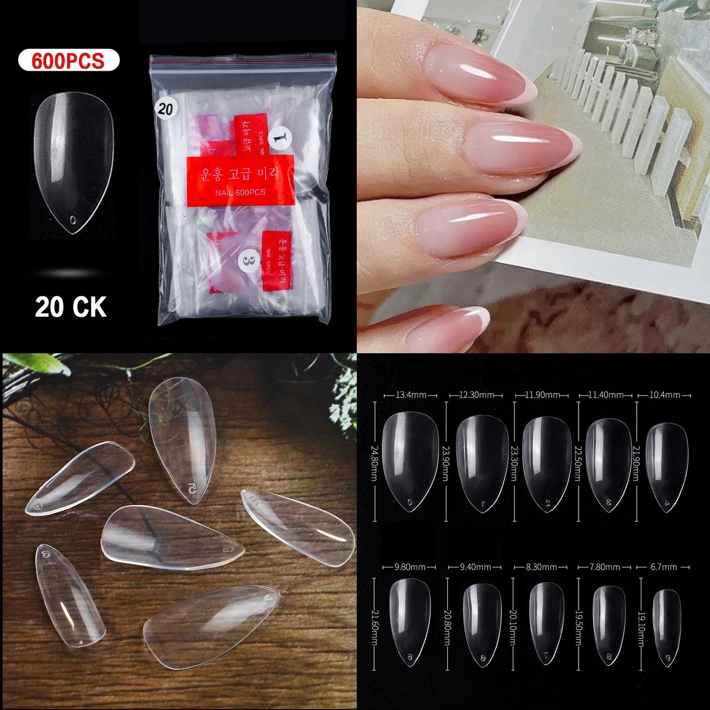 100/500PCS PRO White Clear V Straight Round End Full/Half Acrylic Ballet Coffin French False Nail Tips Fake Toenail Tip Manicure