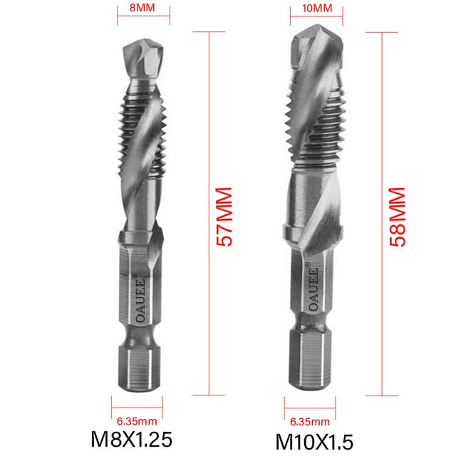 1/2/3/6Pcs Tap Drill Bit Hex Shank Titanium Plated HSS Screw Thread Bit Screw Machine Compound Tap M3 M4 M5 M6 M8 M10 Hand Tools