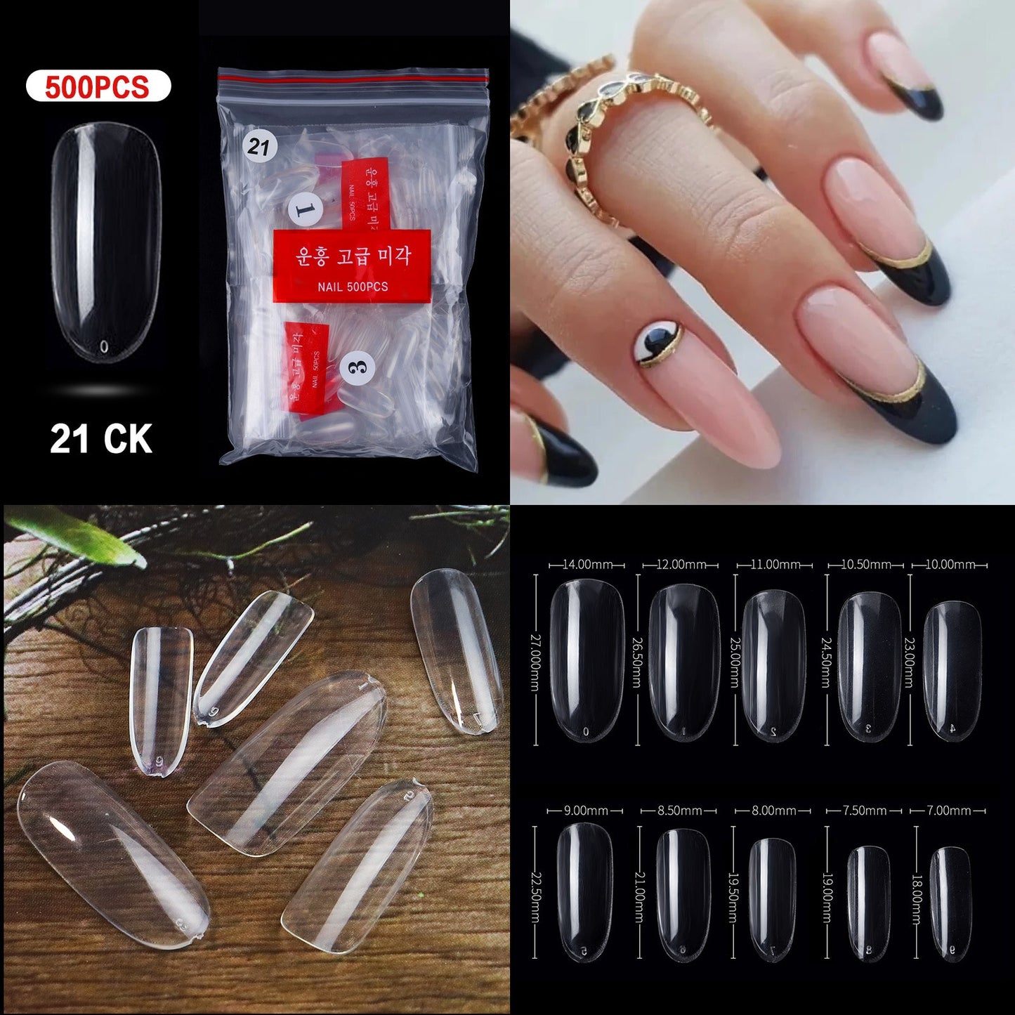 100/500PCS PRO White Clear V Straight Round End Full/Half Acrylic Ballet Coffin French False Nail Tips Fake Toenail Tip Manicure