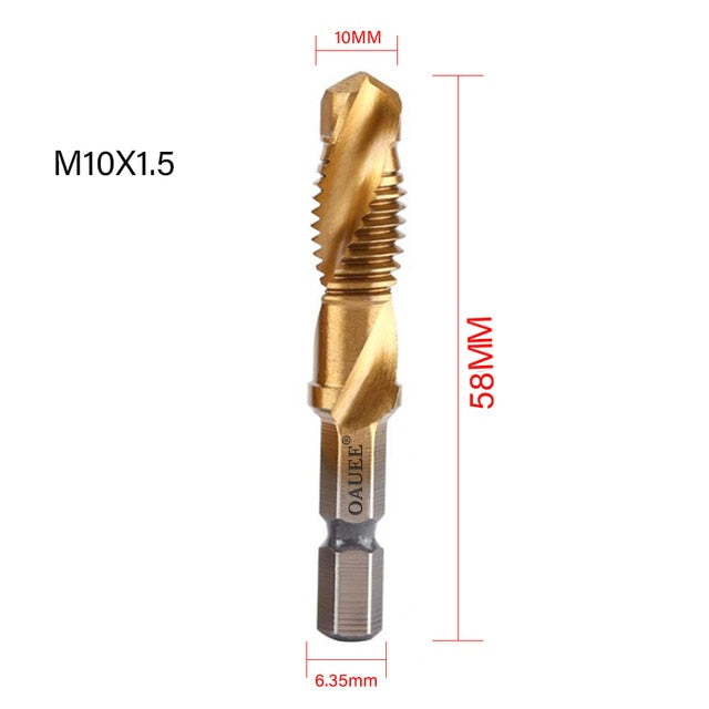 1/2/3/6Pcs Tap Drill Bit Hex Shank Titanium Plated HSS Screw Thread Bit Screw Machine Compound Tap M3 M4 M5 M6 M8 M10 Hand Tools