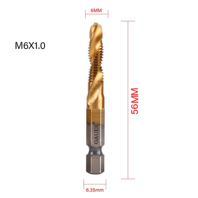 1/2/3/6Pcs Tap Drill Bit Hex Shank Titanium Plated HSS Screw Thread Bit Screw Machine Compound Tap M3 M4 M5 M6 M8 M10 Hand Tools