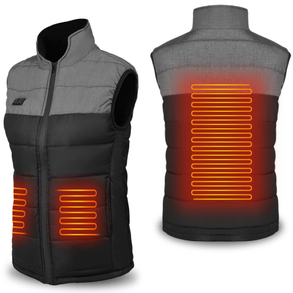 【Clearance】4 Zones Outdoor Heated Vest Women Electric Intelligent Heating Vest Jacket Slveeless Thermal Waistcoat Hiking Camping