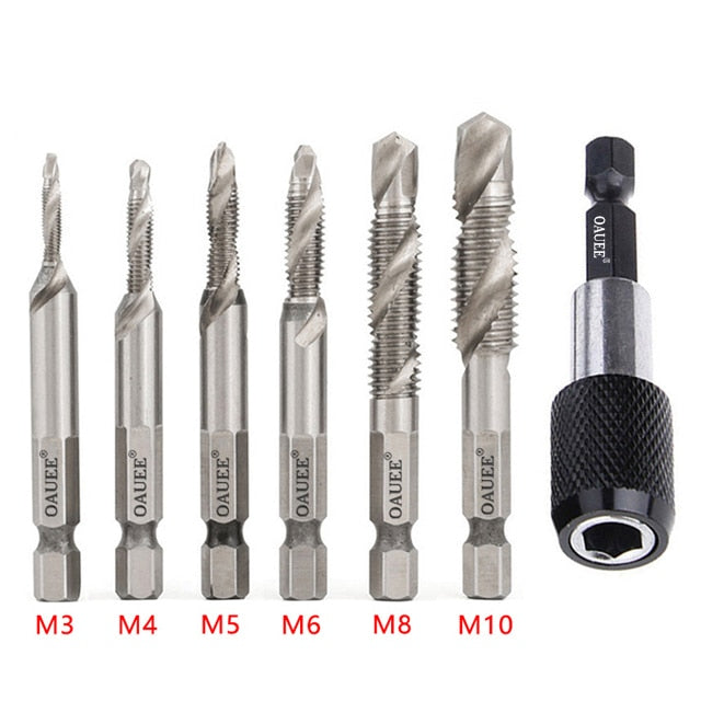 1/2/3/6Pcs Tap Drill Bit Hex Shank Titanium Plated HSS Screw Thread Bit Screw Machine Compound Tap M3 M4 M5 M6 M8 M10 Hand Tools