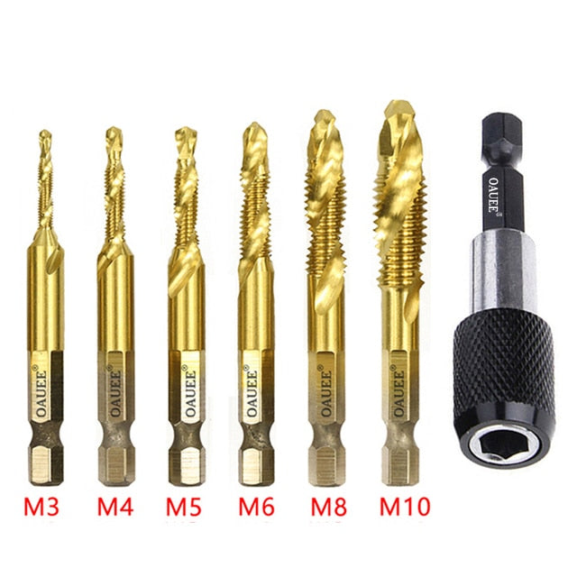 1/2/3/6Pcs Tap Drill Bit Hex Shank Titanium Plated HSS Screw Thread Bit Screw Machine Compound Tap M3 M4 M5 M6 M8 M10 Hand Tools